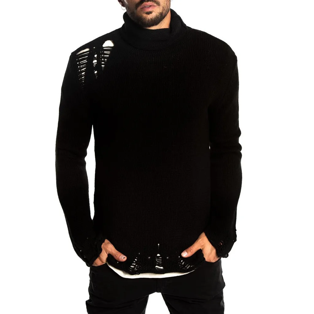 Feitong Pull Homme 2019 Men Sweater Autumn Winter Pullover Knitted Raglan Choker Broken Hole Sweater Blouse Top 
Feitong Pull Homme 2019 Men Sweater Autumn Winter Pullover Knitted Raglan Choker Broken Hole Sweater Blouse Top