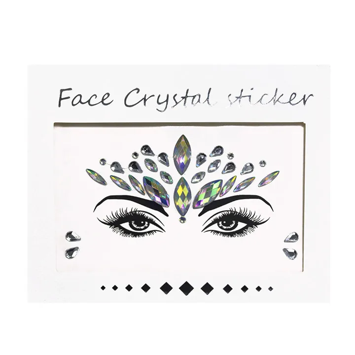4 Environmental Face Stickers Colorful Rhinestone Drill Diamond Crystal Forehead Eyebrows Face Sticker For Women Fashion Jewelry