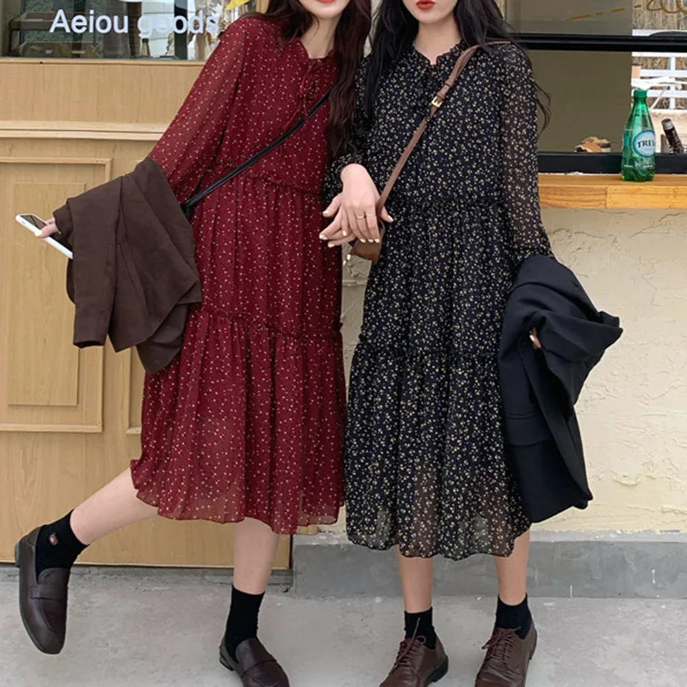 Plus Size Long Sleeve Chiffon Women Dress Summer Dot Print Korean Japanese Midi Dresses Cute Lace-Up Collar Casual Streetwear
Plus Size Long Sleeve Chiffon Women Dress Summer Dot Print Korean Japanese Midi Dresses Cute Lace-Up Collar Casual Streetwear