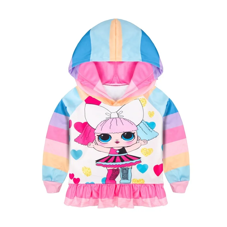 LOL Surprise Doll Print Cartoon Hoodie For Baby Girl Kids Autumn Long Sleeve Hooded Coat Tops Outfits Jacket Casual Clothes | Детская