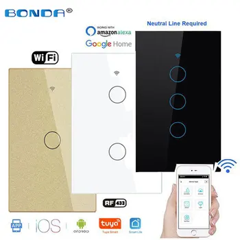 BONDA US standard touch switch graffiti smart WiFi + RF + Alexa voice control smart wall WiFi adapter AC 110v250v remote control
BONDA US standard touch switch graffiti smart WiFi + RF + Alexa voice control smart wall WiFi adapter AC 110v250v remote control