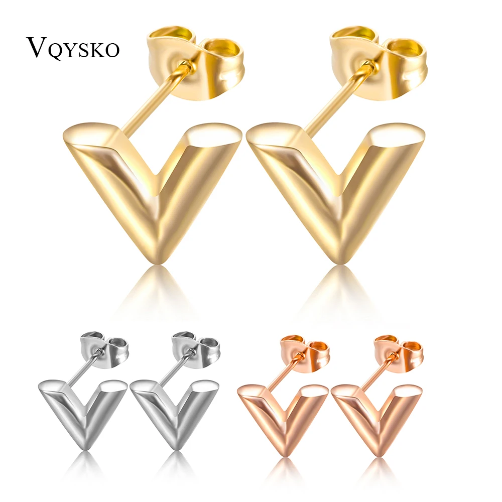 New Arrivals Exquisite Stereoscopic V Pattern Stud Earrings For Women Man Top Quality Titanium Steel Earrings Piercing Jewelry
New Arrivals Exquisite Stereoscopic V Pattern Stud Earrings For Women Man Top Quality Titanium Steel Earrings Piercing Jewelry