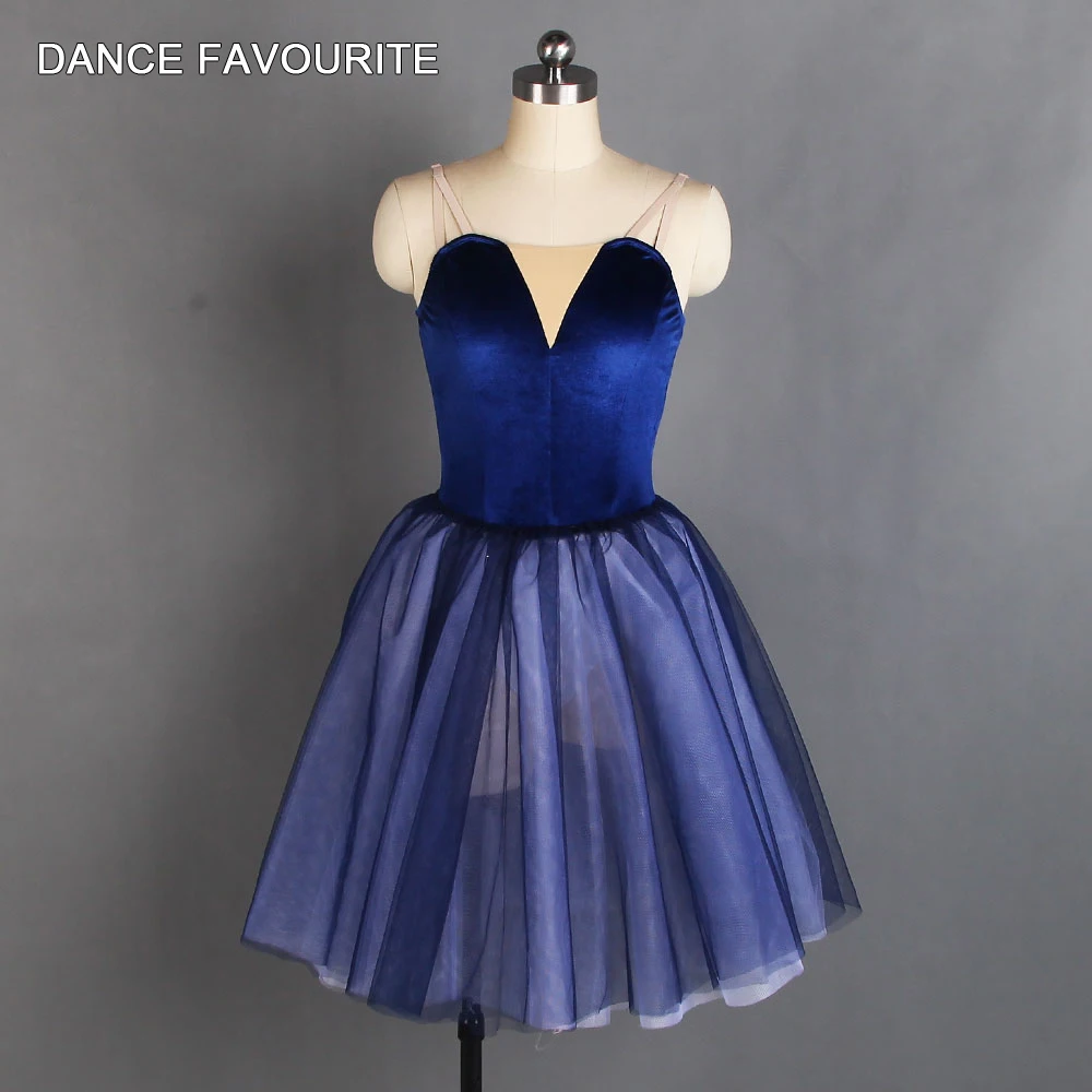 20137 темно-синий бархатный танцевальный балетный костюм с корсетом и балетной