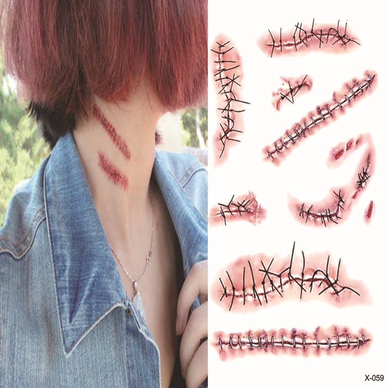 Halloween Decoration Zombie Scar Tattoo Sticker With Fake Knot Blood Makeup Halloween Wound Scary Bloody Blood Stained Sticker
Halloween Decoration Zombie Scar Tattoo Sticker With Fake Knot Blood Makeup Halloween Wound Scary Bloody Blood Stained Sticker
