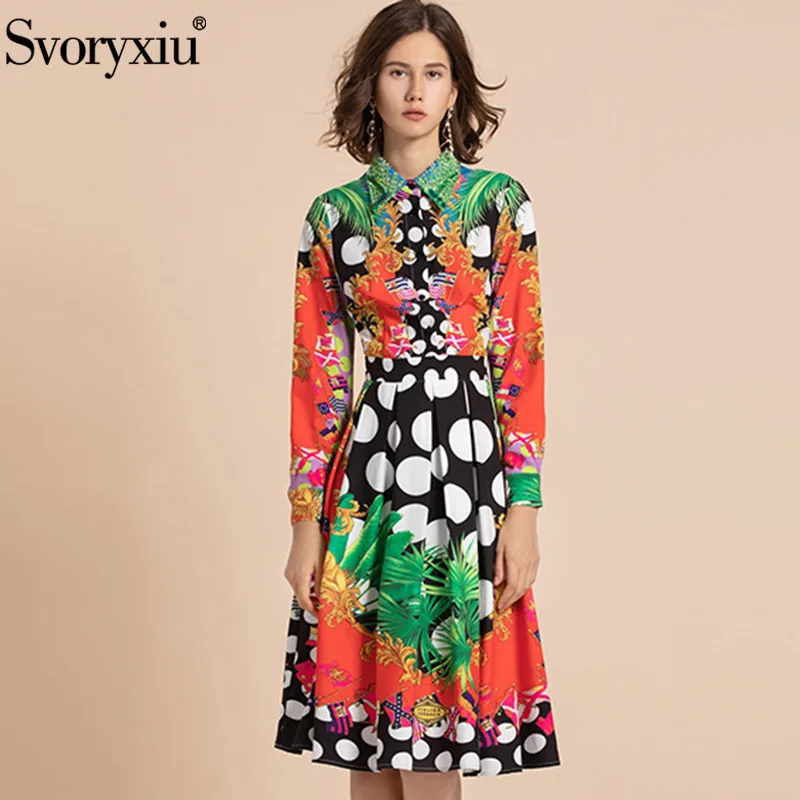 Svoryxiu Designer Autumn Winter Pleated Dress Women's High Quality Diamond Collar Dot Flower Print Elegant Midi Dress Vestdios
Svoryxiu Designer Autumn Winter Pleated Dress Women's High Quality Diamond Collar Dot Flower Print Elegant Midi Dress Vestdios