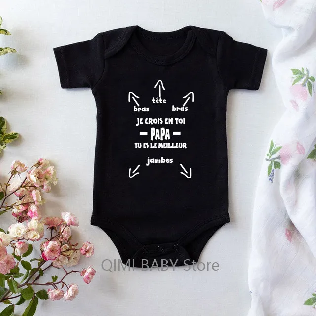 

Papa Tu Es Le Meilleur Baby Bodysuit Cute Summer Baby Romper Body Baby Boys Girls Clothes Outfits Cotton Baby Wear Dad's Gift