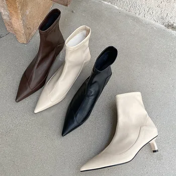 Fashion Pointed INS Toe Low Thin Heels Short Sock Boots Women Elegant Chelsea Boot 2021 Spring Lady High Heels Ankle Boots Shoes
Fashion Pointed INS Toe Low Thin Heels Short Sock Boots Women Elegant Chelsea Boot 2021 Spring Lady High Heels Ankle Boots Shoes
