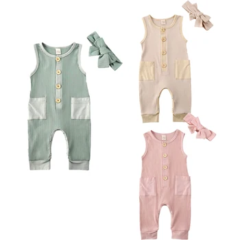 0-24M Newborn Baby Girl Boys Romper Headband Clothes Solid Sleeveless Pocket Jumpsuit Outfit Summer 2pcs
0-24M Newborn Baby Girl Boys Romper Headband Clothes Solid Sleeveless Pocket Jumpsuit Outfit Summer 2pcs