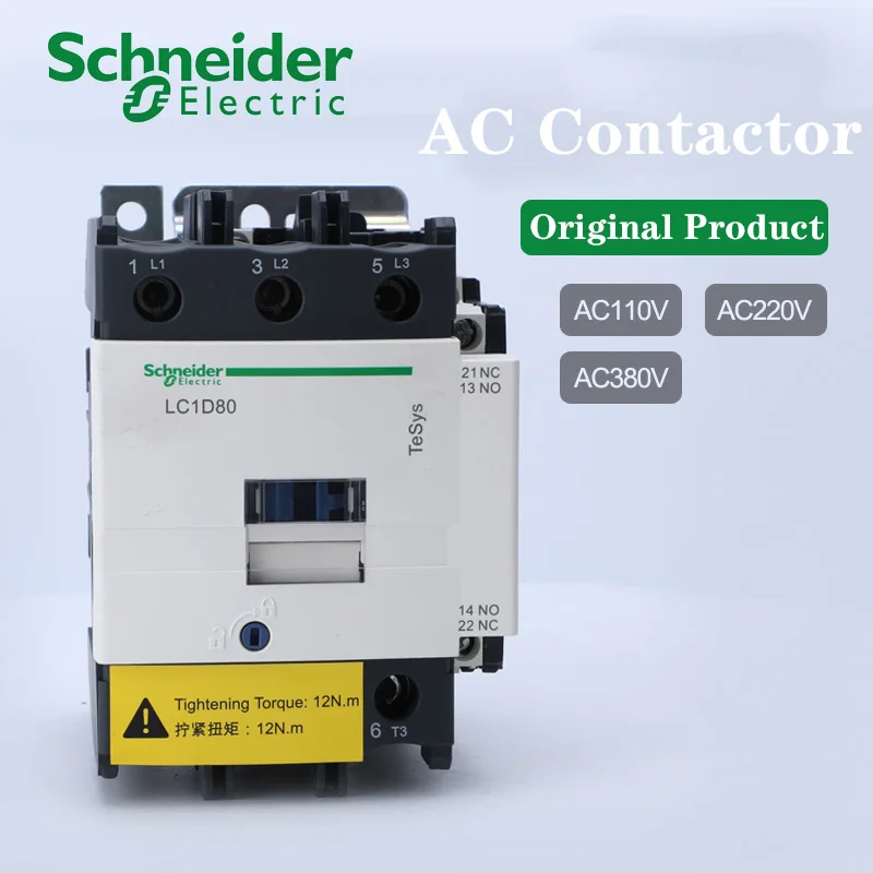 Original authentic Schneider three-pole AC contactor 80A 220V 50 60Hz LC1D80M7C one normally open and one normally closed
Original authentic Schneider three-pole AC contactor 80A 220V 50 60Hz LC1D80M7C one normally open and one normally closed