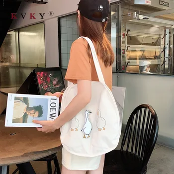 Fashion Women Bolsa Reutilizable Solid Canvas Shoulder Bags Environmental Shopping Bag Duck Print Recyclable Bag Simple Tote Bag
Fashion Women Bolsa Reutilizable Solid Canvas Shoulder Bags Environmental Shopping Bag Duck Print Recyclable Bag Simple Tote Bag