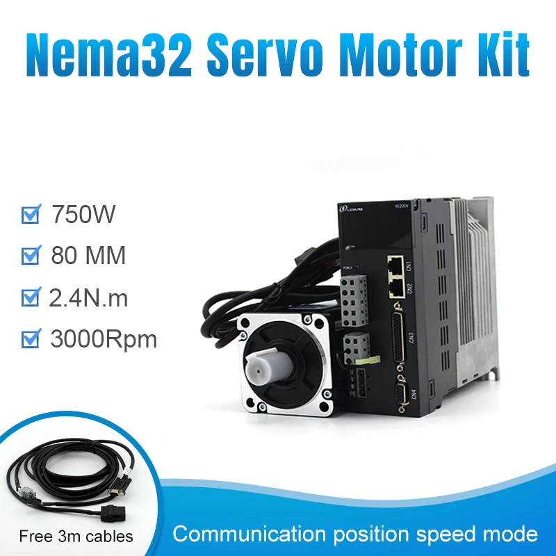 220V AC servo motor and drive for 80mm frame 750w 2.4n.m 80ST-02430 with servo drive and cable kit
220V AC servo motor and drive for 80mm frame 750w 2.4n.m 80ST-02430 with servo drive and cable kit