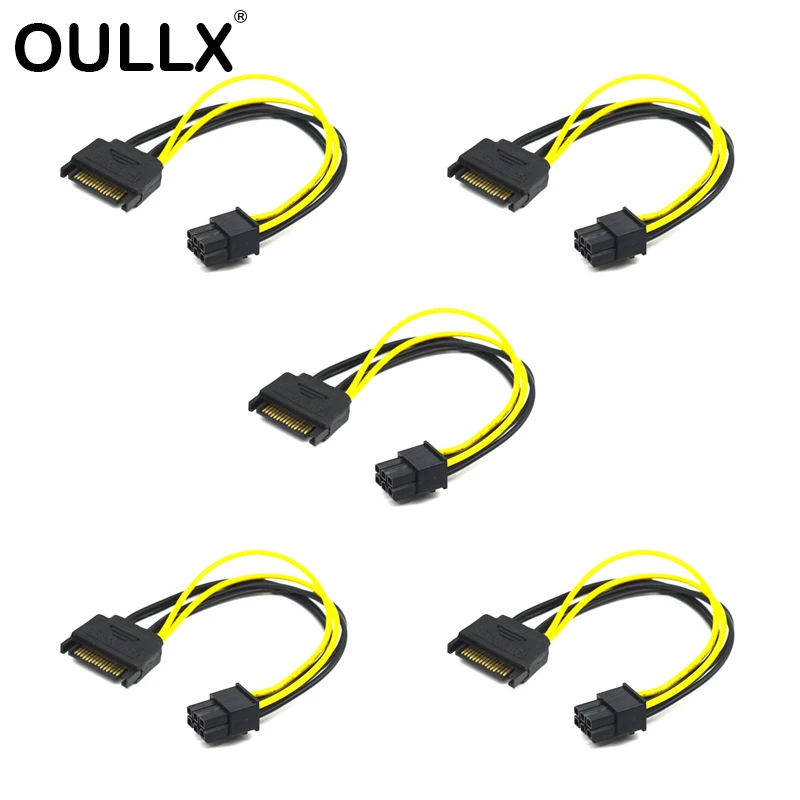 

5pcs 20CM SATA to 6pin Graphics Card Power Cable SATA 15pin to 6pin PCIe PCI-e PCI Express Adapter Power Supply for Miner Mining