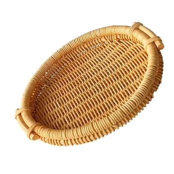 Hand-woven Rattan Tray Bread Basket Container Multifunction Storage Basket for Dried Fruits Snacks (Round)
Hand-woven Rattan Tray Bread Basket Container Multifunction Storage Basket for Dried Fruits Snacks (Round)