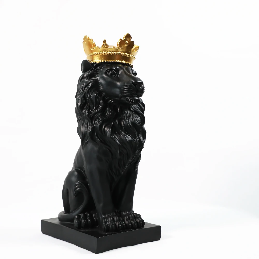 Abstract Resin Crown Lion Sculpture Animal Statue Handicraft Figurine King Home Decoration Accessories Gifts Drop Shipping | Дом и сад