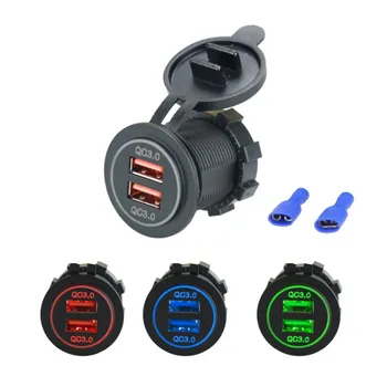 QC3.0 Dual 2 USB Car Charger Lighter Socket 2 Port Dual USB Charge Adapter LED Blue/Red/Green with Waterproof Cover
QC3.0 Dual 2 USB Car Charger Lighter Socket 2 Port Dual USB Charge Adapter LED Blue/Red/Green with Waterproof Cover