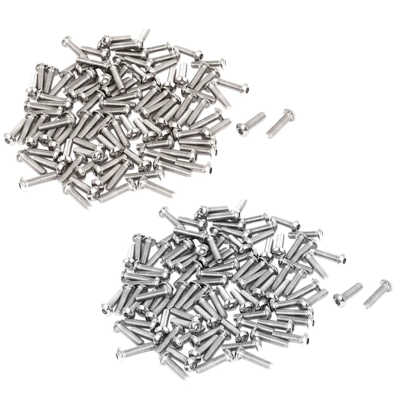 200 Pcs Hex Socket Key Stainless Steel Button Head Screws - 100 Pcs M3X12mm 2mm & 100 Pcs M3X16mm
200 Pcs Hex Socket Key Stainless Steel Button Head Screws - 100 Pcs M3X12mm 2mm & 100 Pcs M3X16mm
