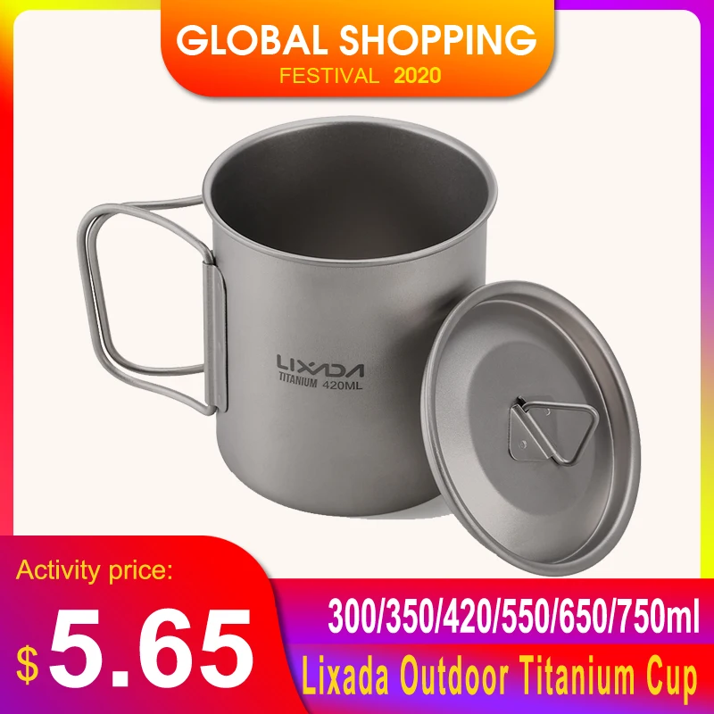 Титановая чашка Lixada для улицы кружка горшки посуда кемпинга пикника кофе и чая с