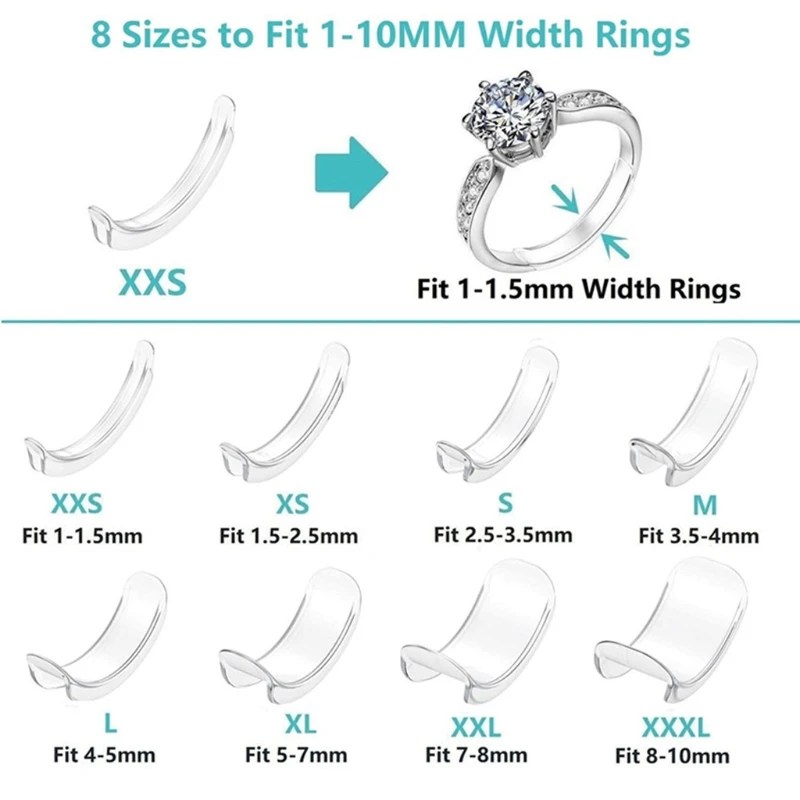 Jewelry Tool Size Adjuster Silicone Invisible Transparent Fits any Ring in 8 Models
Jewelry Tool Size Adjuster Silicone Invisible Transparent Fits any Ring in 8 Models