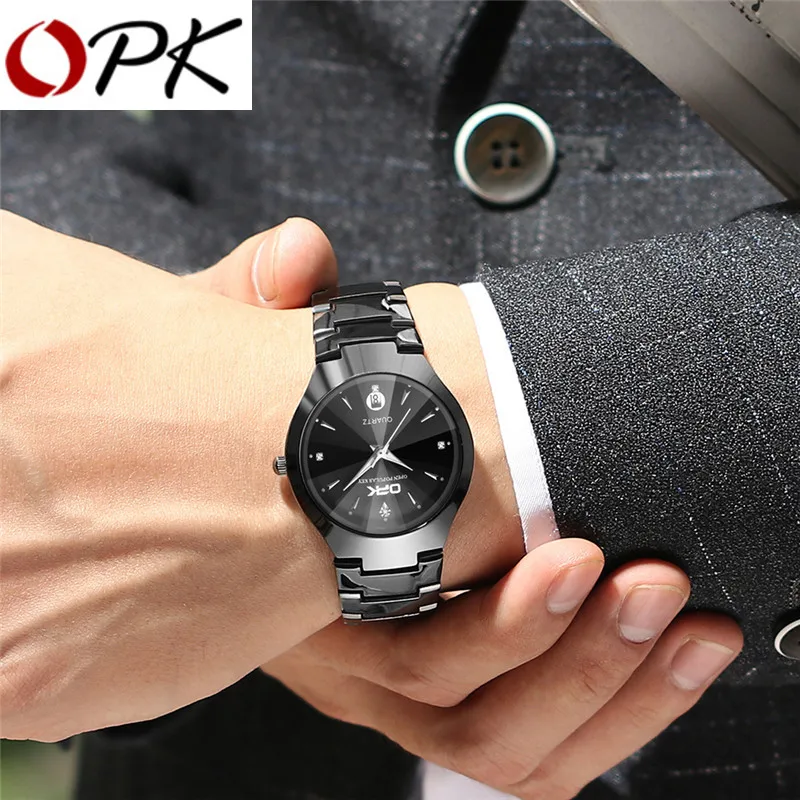 Фото Часы мужские наручные OPK водонепроницаемые серебристые черные | Наручные часы