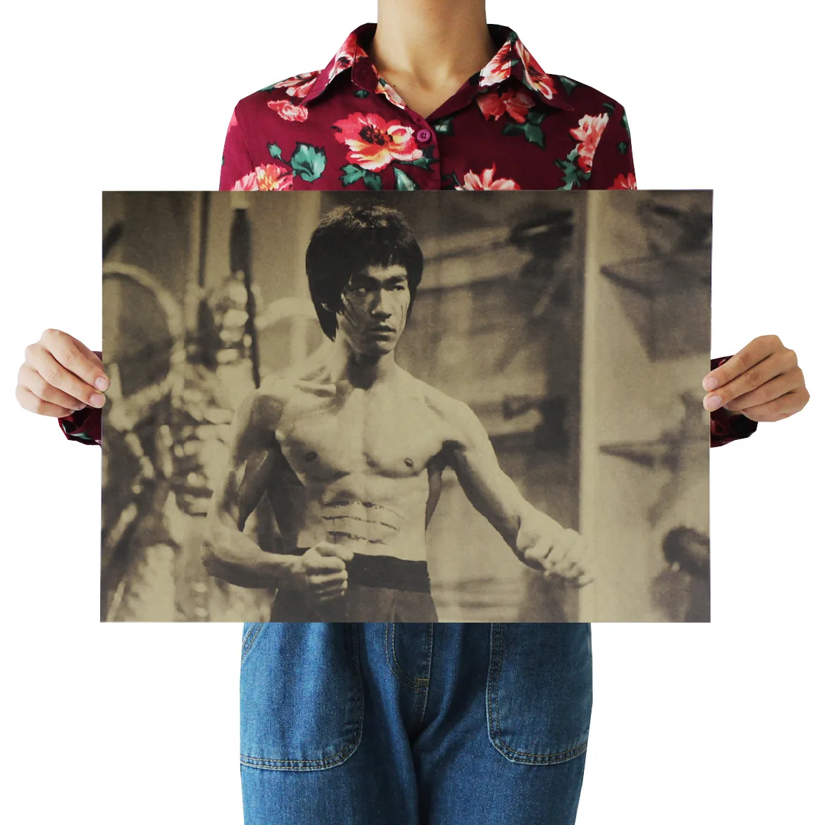 

[B448] Bruce Lee D Nostalgic Retro Kraftpaper Poster Indoor Bar Cafe Decorative Painting
