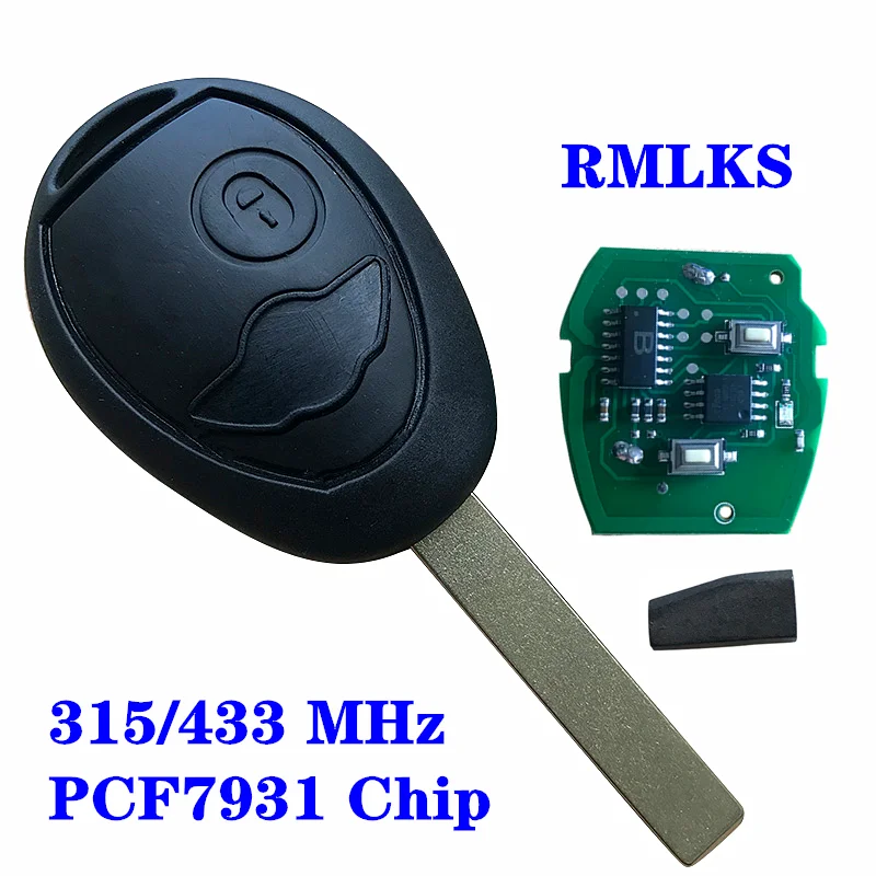 Nieuwe Ongesneden 2 Knop Afstandsbediening Sleutel Voor Bmw Voor Mini R50 R53 Afstandsbediening Hoofd Autosleutel 433Mhz 315Mhz PCF7931 ID73 Chip Met Code|Car Key| -