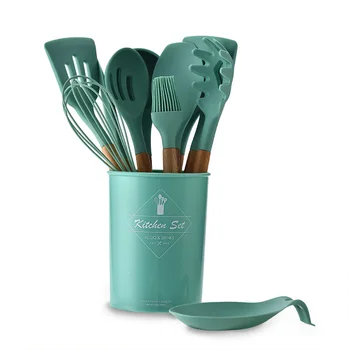 Kitchenware Set Green 11 Piece Set Of Wooden Handle Silicone Nonstick Hot High Temperature Silicone Spatula Kitchen Utensils
Kitchenware Set Green 11 Piece Set Of Wooden Handle Silicone Nonstick Hot High Temperature Silicone Spatula Kitchen Utensils