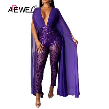 ADEWEL Sexy Deep V-neck Sequin Jumpsuit Chiffon Sleeve Back Zipper Party Ladies Black Lace Bodysuits Club Long Jumpsuit Playsuit
ADEWEL Sexy Deep V-neck Sequin Jumpsuit Chiffon Sleeve Back Zipper Party Ladies Black Lace Bodysuits Club Long Jumpsuit Playsuit