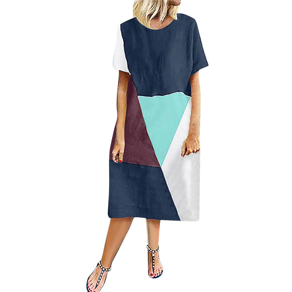 Summer Dress Women Vintage Bohemian Splicing Short Sleeve O-Neck Dress Plus Size Maxi Dress Clothes
Summer Dress Women Vintage Bohemian Splicing Short Sleeve O-Neck Dress Plus Size Maxi Dress Clothes
