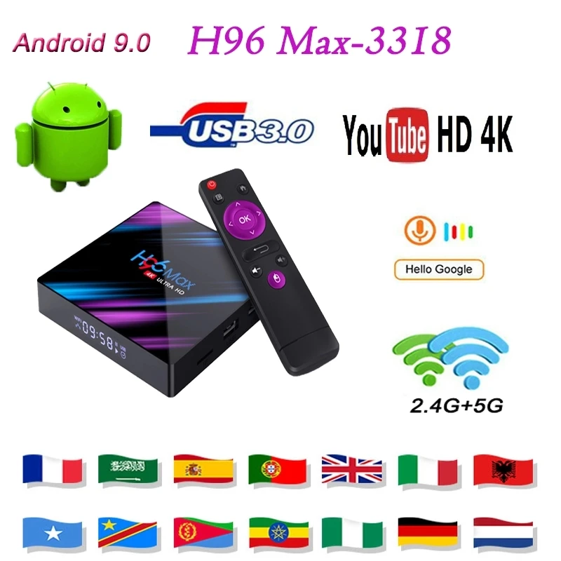 Smart TV BOX H96max Android 9.0 Google Assistant 4K Dual Wifi BT Netflix Media player Play Store Free App Fast Set top BOX EU
Smart TV BOX H96max Android 9.0 Google Assistant 4K Dual Wifi BT Netflix Media player Play Store Free App Fast Set top BOX EU