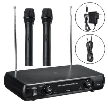 

2Pcs Wireless Karaoke Microphone VHF Dynamic Home Studio Recording Vocal for Professional DJ Speaker Conference KTV