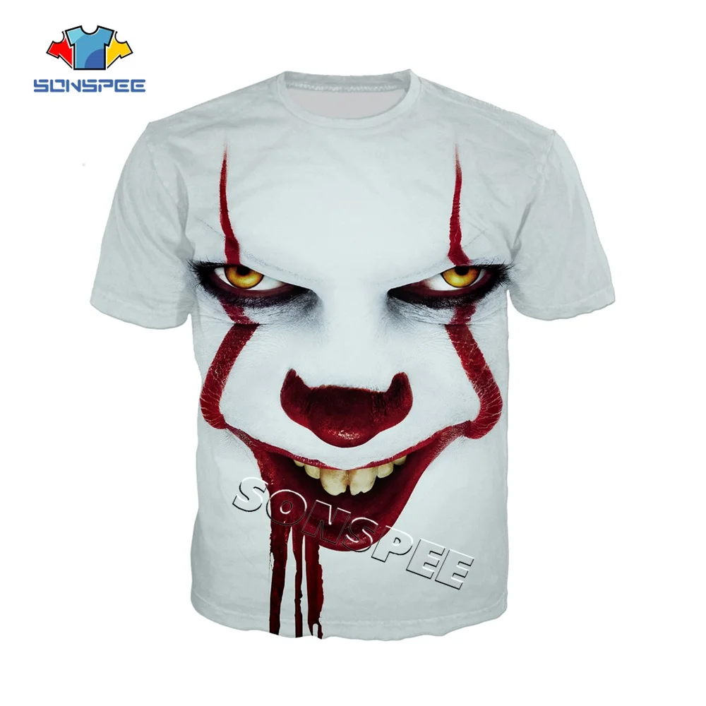 SONSPEE Hot Scary Movie Stephen King's It T-Shirt Funny Child's Play Men Shirt 3D Anime Joker Short sleeve Tee Kids T-Shirt Tops 
SONSPEE Hot Scary Movie Stephen King's It T-Shirt Funny Child's Play Men Shirt 3D Anime Joker Short sleeve Tee Kids T-Shirt Tops