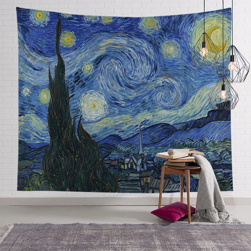 Home Decor Van Gogh Starry Sky famous oil painting Tapestry Wall hanging fabric living room background wall Yoga beach towel mat
Home Decor Van Gogh Starry Sky famous oil painting Tapestry Wall hanging fabric living room background wall Yoga beach towel mat