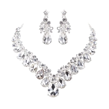 High quality wedding jewelry sets bridal silver color necklace earrings crystal rhinestone women party dress jewerly accessories
High quality wedding jewelry sets bridal silver color necklace earrings crystal rhinestone women party dress jewerly accessories