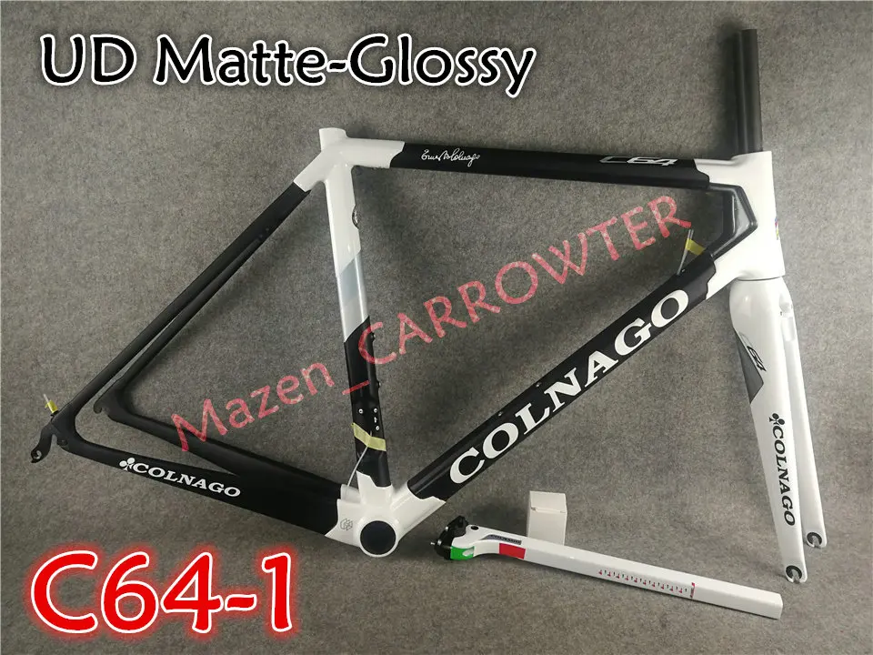 Excellent UD Matte-Glossy Black Red Colnago C64 carbon road frame+Handlebar+Saddle+Bottle cages+50mm carbon wheelset Novatec A271 hubs 17