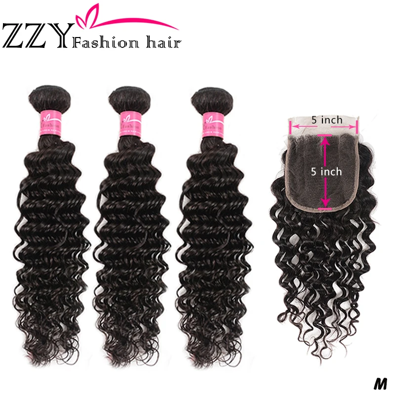 ZZY Deep Wave Bundles With Lace Closure Brazilian Human Hair Hair Weave 3Bundles With Closure 5*5 non-remy Hair Weave Extensions
ZZY Deep Wave Bundles With Lace Closure Brazilian Human Hair Hair Weave 3Bundles With Closure 5*5 non-remy Hair Weave Extensions