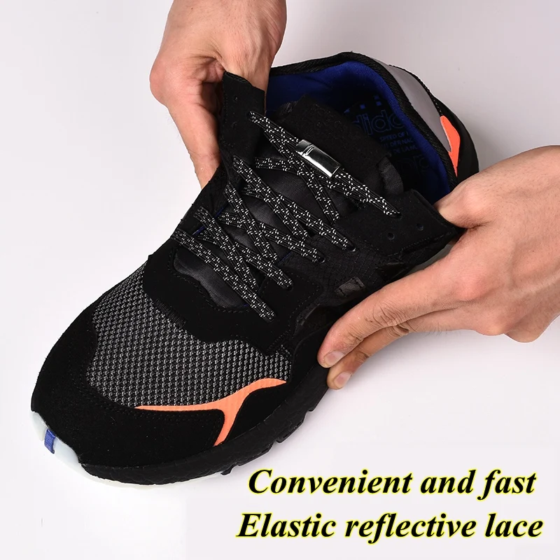 No Tie Shoe laces Magnetic Elastic Shoelaces Reflective Running At Night Child Adult Flat Shoe lace Safety Quick Lock Lazy laces
