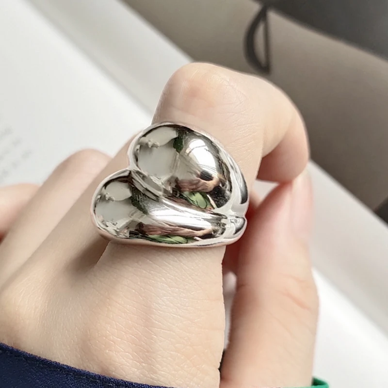 Punk Woman Rings Exaggeration Concavo Convex Big Wide 925 Sterling Silver White Gold Smooth Face Adjustable Big Rings For Women
Punk Woman Rings Exaggeration Concavo Convex Big Wide 925 Sterling Silver White Gold Smooth Face Adjustable Big Rings For Women