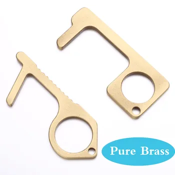 100% Copper Cleankey Hygiene Hand Antimicrobial Pure Brass EDC Door Opener & Stylus Portable Press Elevator Tool Door Handle Key