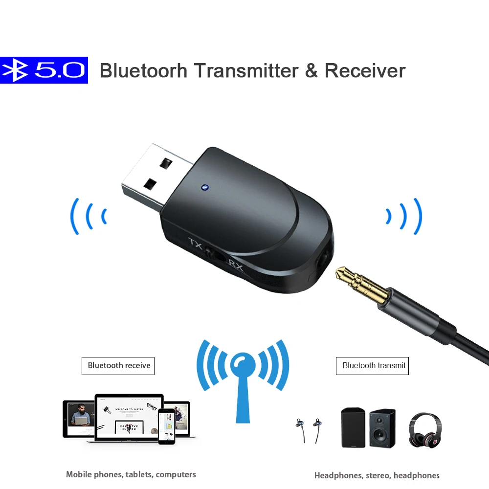 Bluetooth 5.0 Receiver Transmitter 2 in 1 Mini Stereo Audio Bluetooth AUX RCA USB 3.5mm Jack For TV PC Car Kit Wireless Adapter
Bluetooth 5.0 Receiver Transmitter 2 in 1 Mini Stereo Audio Bluetooth AUX RCA USB 3.5mm Jack For TV PC Car Kit Wireless Adapter