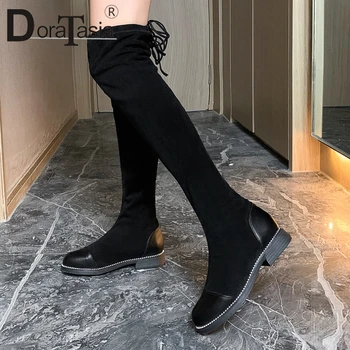 DORATASIA New Fashion Female Knee High Boots Concise Office Boots Women Autumn Round Toe Square Med Heels Lace Up Shoes Woman
DORATASIA New Fashion Female Knee High Boots Concise Office Boots Women Autumn Round Toe Square Med Heels Lace Up Shoes Woman