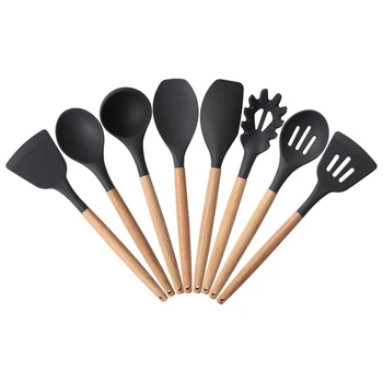 Wooden Handle Silica Gel 8-piece Kitchenware Non-stick Pot Scraper Spatula Noodle Spoon Tool Kit Gift
Wooden Handle Silica Gel 8-piece Kitchenware Non-stick Pot Scraper Spatula Noodle Spoon Tool Kit Gift
