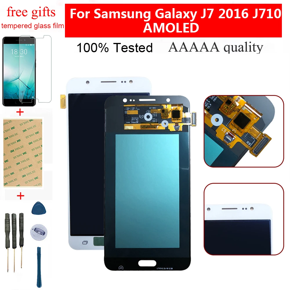 AMOLED LCD для Samsung Galaxy J7 2016 j710 J710F J710FN J710M J710Y ЖК дисплей монитор панель + кодирующий