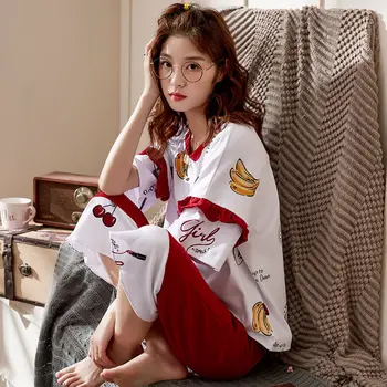 Women new 2020 Pajama Set Summer Cotton Nightwear Female Short Sleeve sleepwear Set Homewear Comfortable Casual Cute Home Suit
Women new 2020 Pajama Set Summer Cotton Nightwear Female Short Sleeve sleepwear Set Homewear Comfortable Casual Cute Home Suit