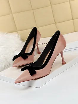 Women's single shoes fine high heels shallow mouth pointed bowknot fashion sweet delicate satin matching
Women's single shoes fine high heels shallow mouth pointed bowknot fashion sweet delicate satin matching