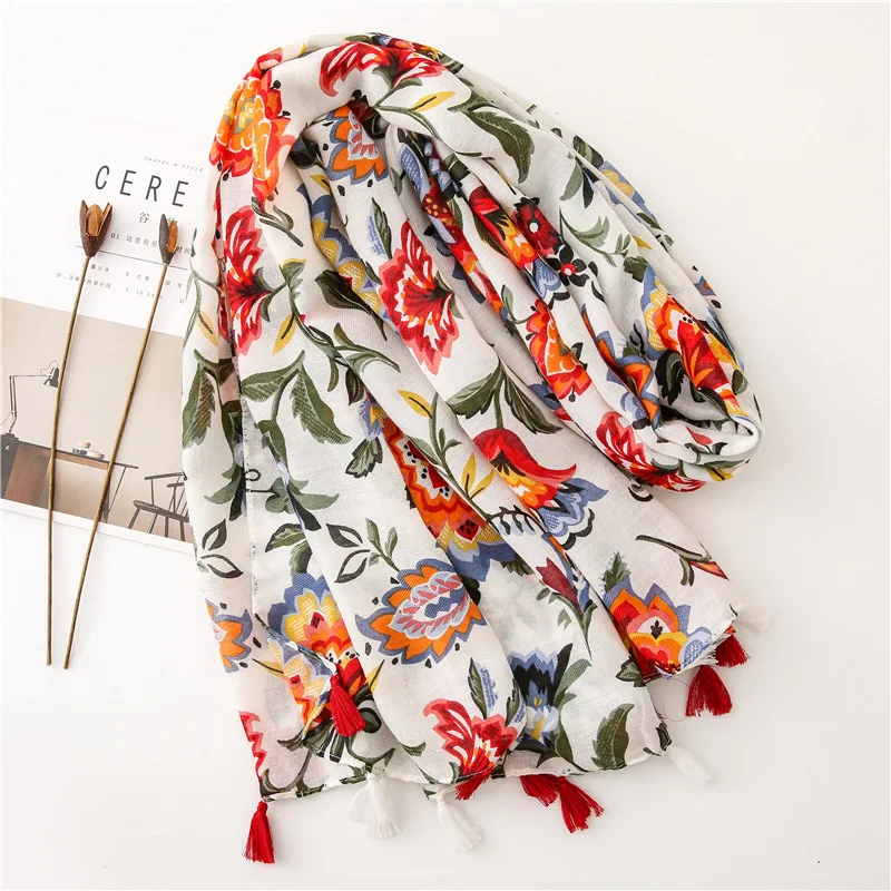 Waliicorners Scarf flower Beach Hijab Shawls and Wraps Female Foulard Echarpe 9 H99c743f498e7455c9a1a9db4fa1bedccN