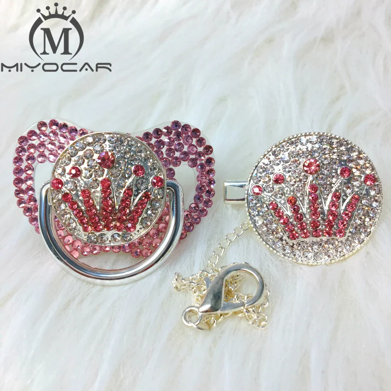 MIYOCAR Pink bling pink crown Rhinestone pacifier and clip set pacifier chain holder Silver pacifier pink rhinestone APCG-1-SP
MIYOCAR Pink bling pink crown Rhinestone pacifier and clip set pacifier chain holder Silver pacifier pink rhinestone APCG-1-SP