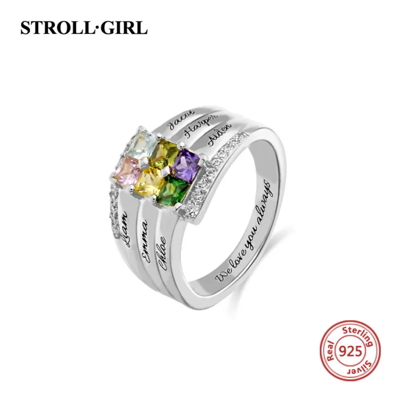 StrollGirl 925 Sterling Silver Six Birthstone Personalized Engraved rings Customized name Rings for Women Mom's Jewelry Gifts
StrollGirl 925 Sterling Silver Six Birthstone Personalized Engraved rings Customized name Rings for Women Mom's Jewelry Gifts