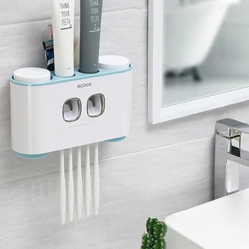 Wall-mounted Toothbrush Storage Set Automatic Squeeze Toothpaste Tool Free Punch Lazy Bathroom Supplies Dispenser Sucker New 
Wall-mounted Toothbrush Storage Set Automatic Squeeze Toothpaste Tool Free Punch Lazy Bathroom Supplies Dispenser Sucker New