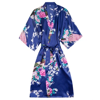 Print Peacock Nightdress Women Kimono Bathrobe Gown Casual Nightgown Sleepwear Bride Bridesmaid Wedding Robe Home Clothing
Print Peacock Nightdress Women Kimono Bathrobe Gown Casual Nightgown Sleepwear Bride Bridesmaid Wedding Robe Home Clothing