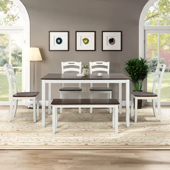 Modern Home Dining Table 6-piece Set Bench Table Set Strong Waterproof Easy To Clean Ladder Back Design Dining Table Furniture
Modern Home Dining Table 6-piece Set Bench Table Set Strong Waterproof Easy To Clean Ladder Back Design Dining Table Furniture